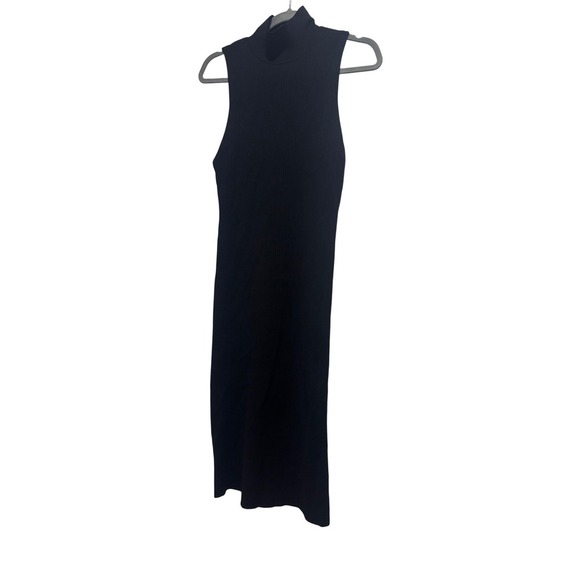 Alice + Olivia Brooklynne Black Ribbed Turtleneck Midi Dress Sleeveless Bodycon - Picture 4 of 13